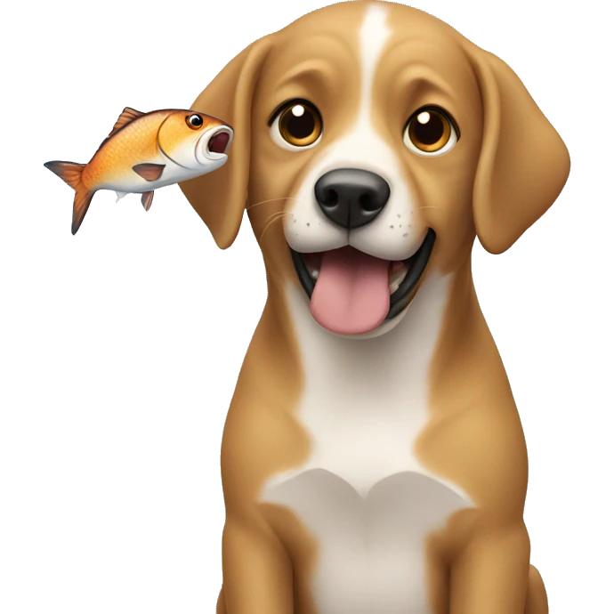 Dog eating a fish emoji