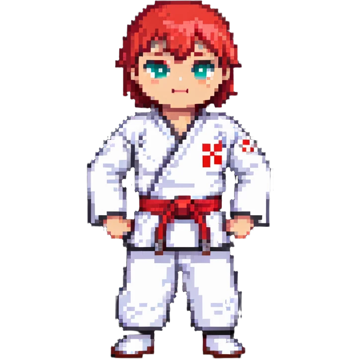 Martial arts gi with red belt emoji