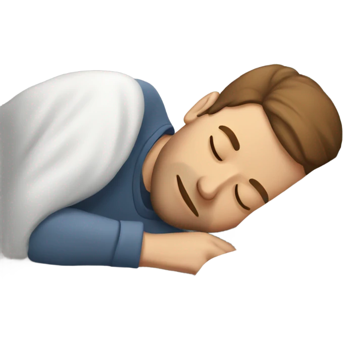 White man with brown hair sleeping emoji