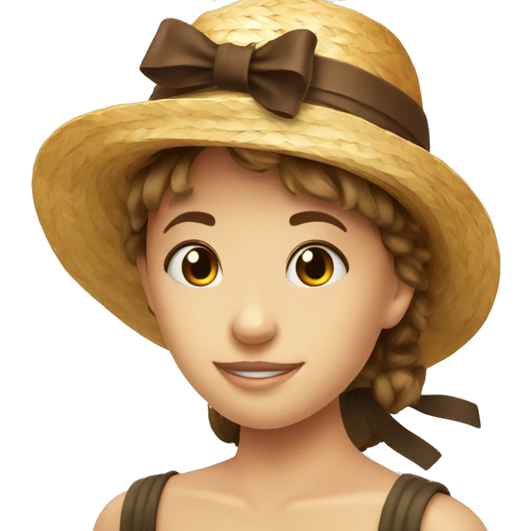straw hat with bow brown emoji
