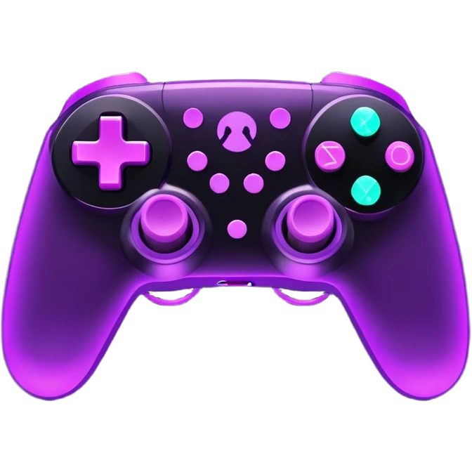Neon purple gaming controller with dice emoji