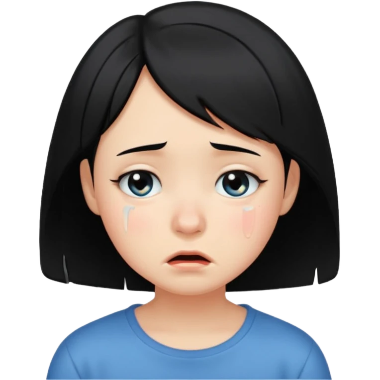 Girl with black hair and short hair  like boy hair who cry and very cute  emoji