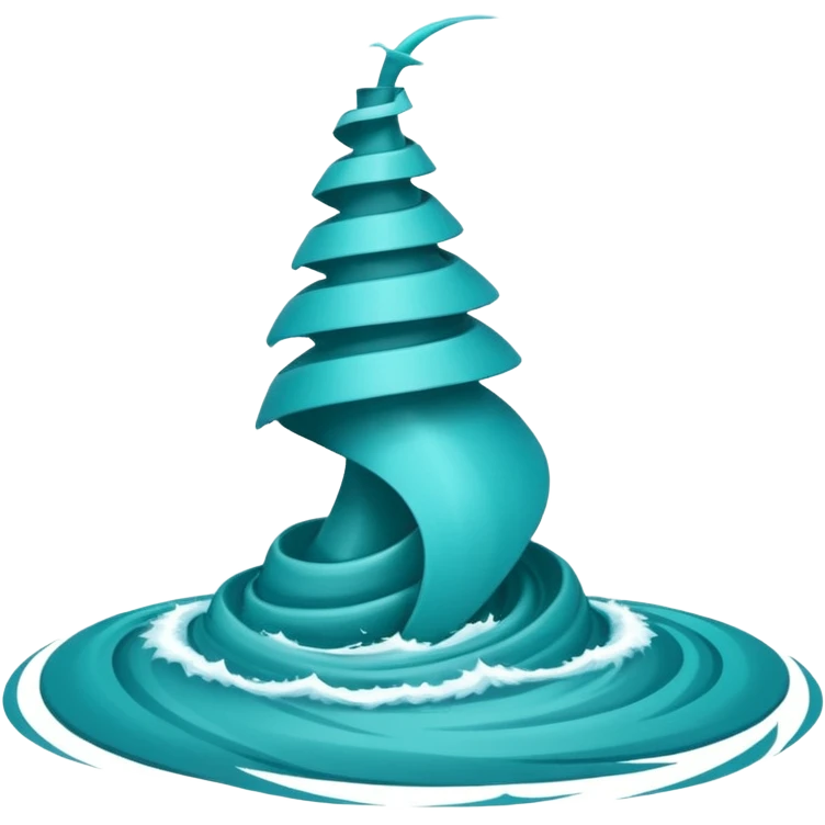 Swirling tornado coming out of the water mark the colur teal emoji