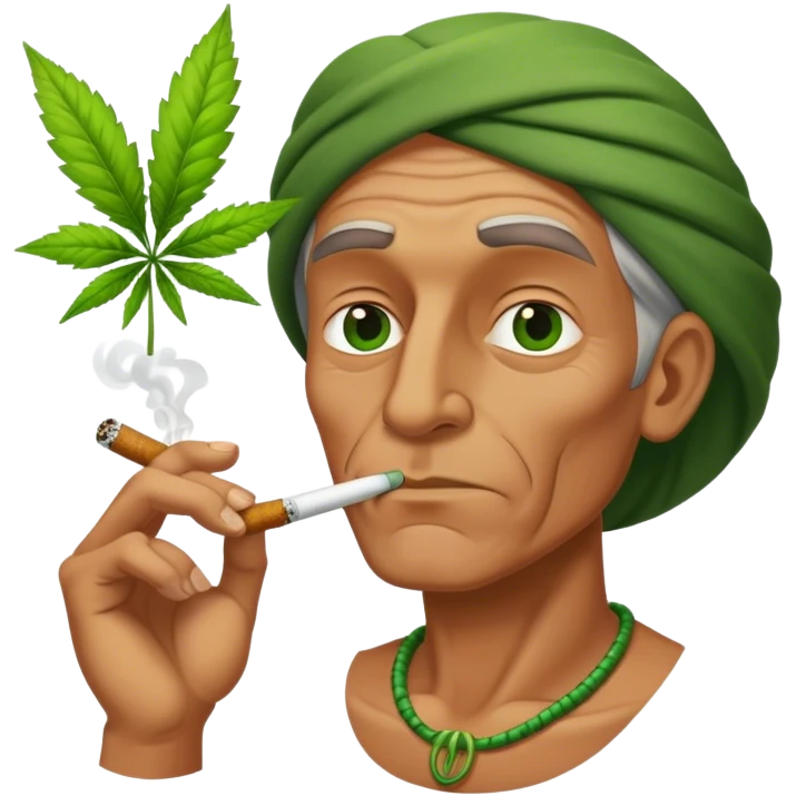 Ancient man smoking green weed emoji