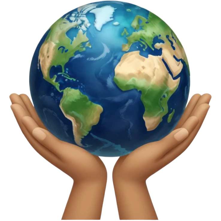 Beige hands holding earth emoji