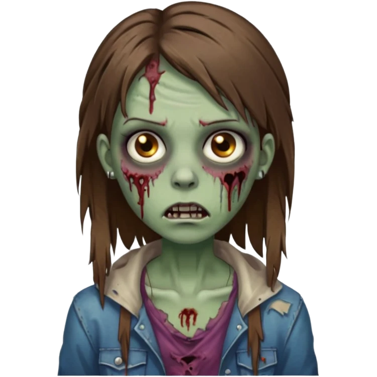 a zombie girl with straight brown hair long with piercings emoji