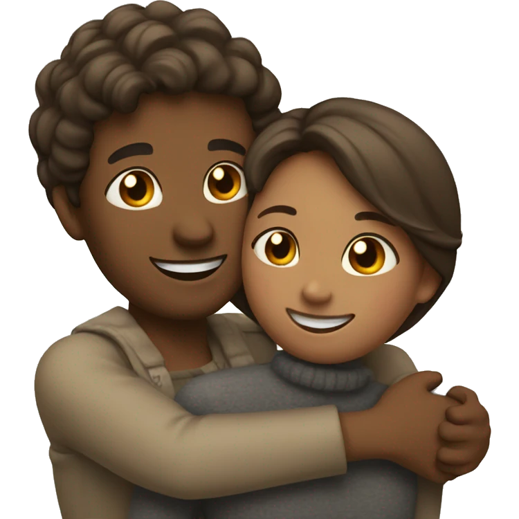 couple hug with warm smiles emoji