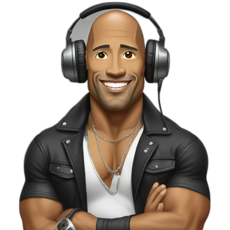 the rock as a DJ emoji