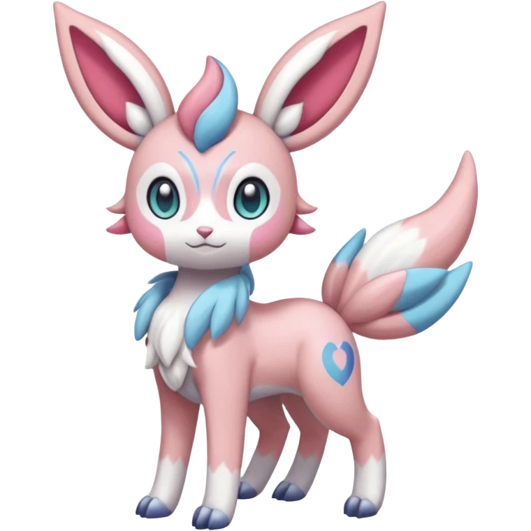 Cute Romantic Realistic Meloetta-Sylveon-Palkia-Cresselia-Digimon-Pokémon-Fakémon-hybrid-fusion, full body emoji