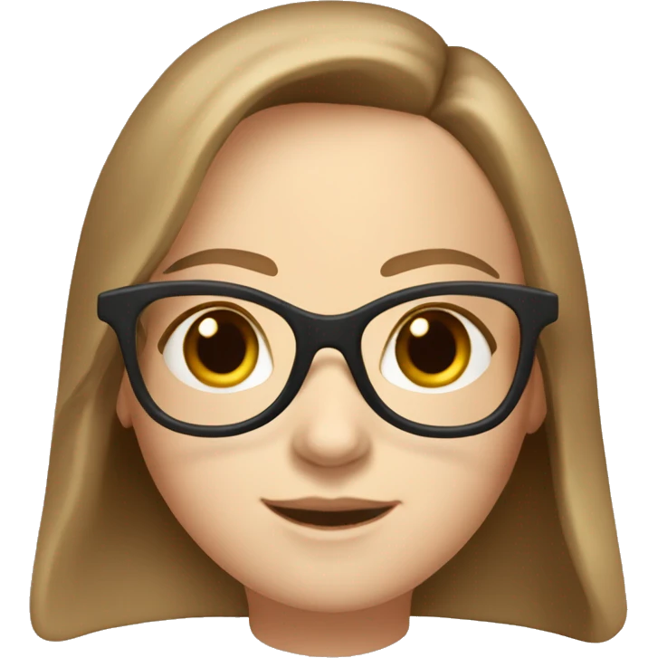 Create a girl with brown eyes and shoulder length light brown hair and pale skin wearing brown tortoise shell glasses emoji