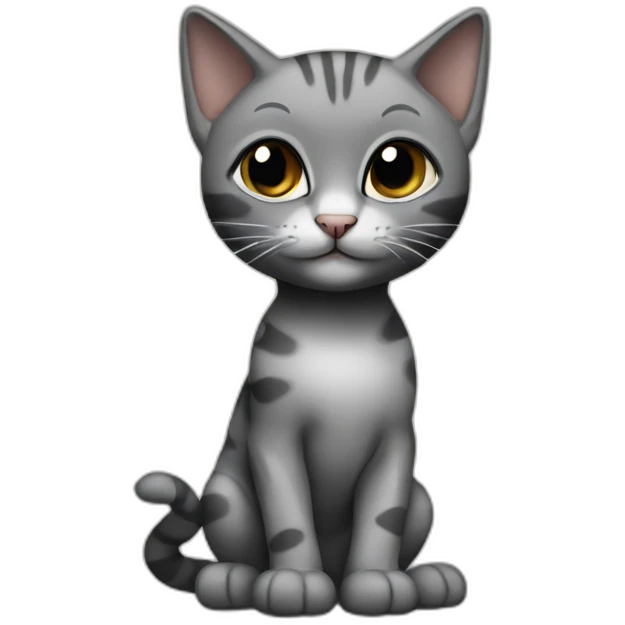 full body grey and black playful baby skinny cat emoji