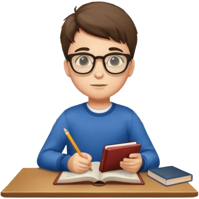boy focused on studying in the library full body emoji