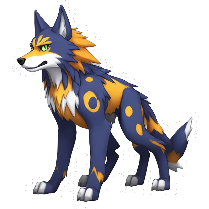  Cool Edgy Colorful Digimon-Fakemon-Wolf with edgy markings full body emoji
