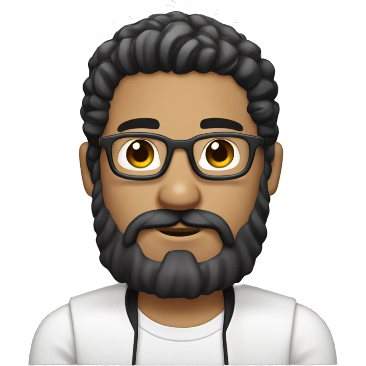 male whitel bitmoji front of laptop with black hair andbeard and litfgt mustche emoji