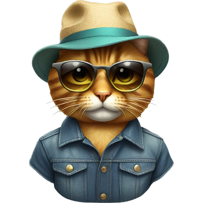 cool cat with sunglasses and hat emoji