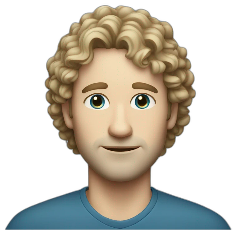 forty years old man with lightly curly hair, white skin and blue eyes emoji