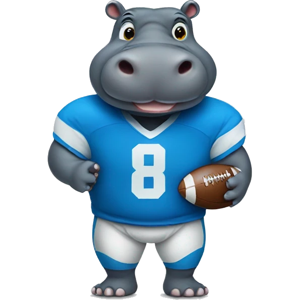 hippo holding football with blue jersey emoji