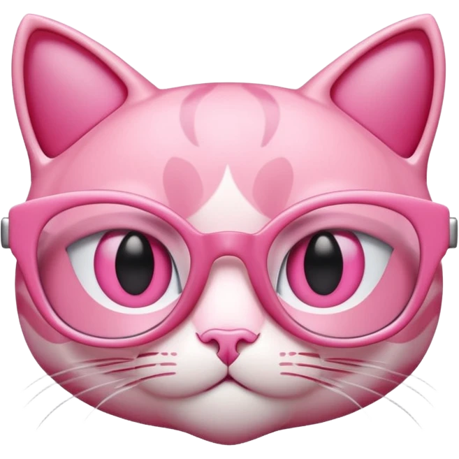 A 3D cartoon rose-pink cat-eye spectacle, glossy curved frame, soft reflections, isolated on plain background, Memoji-style. emoji