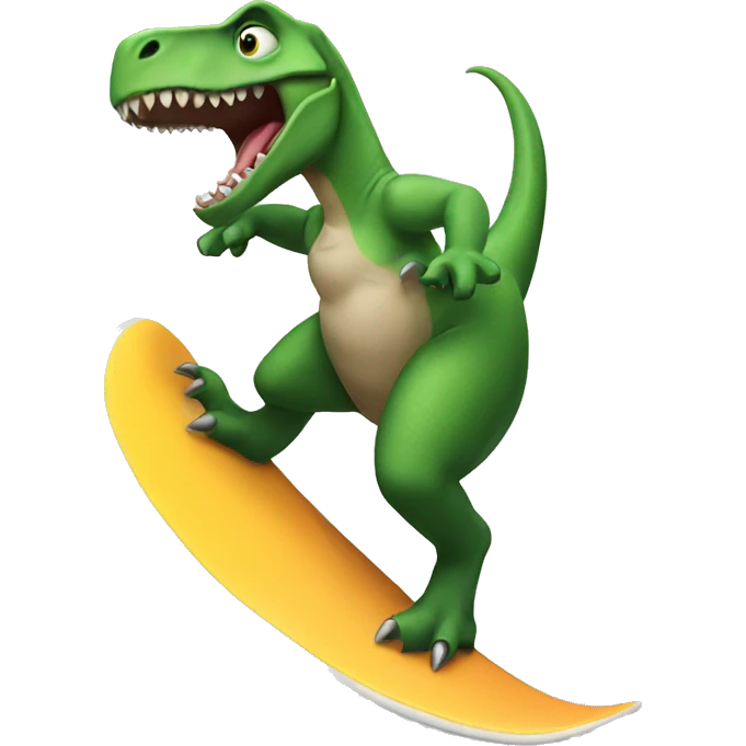 Dinosaur surfing emoji
