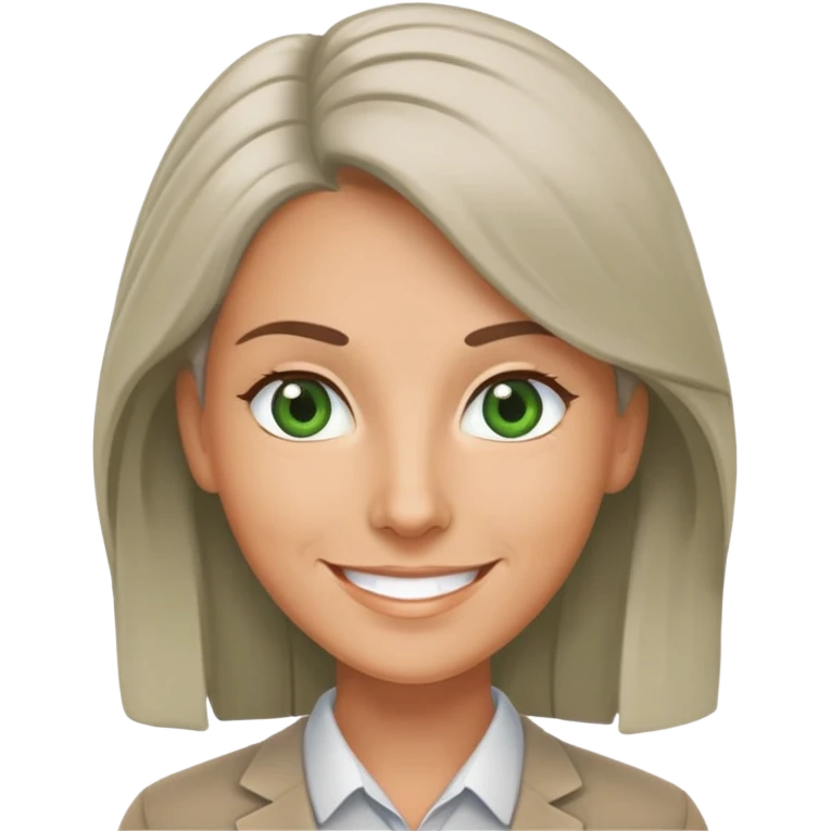 smiling English teacher with airtouch hair and grey-green eyes emoji