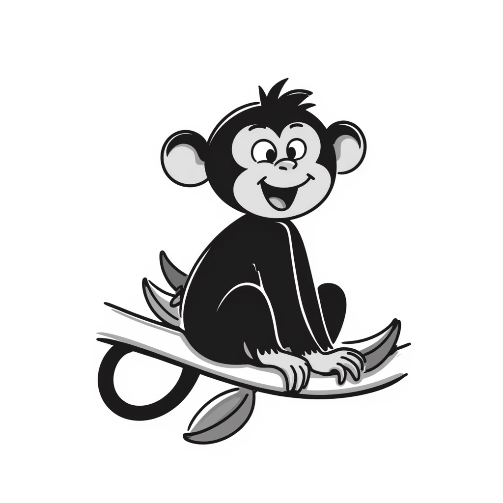 hand-drawn doodle of a laughing monkey emoji