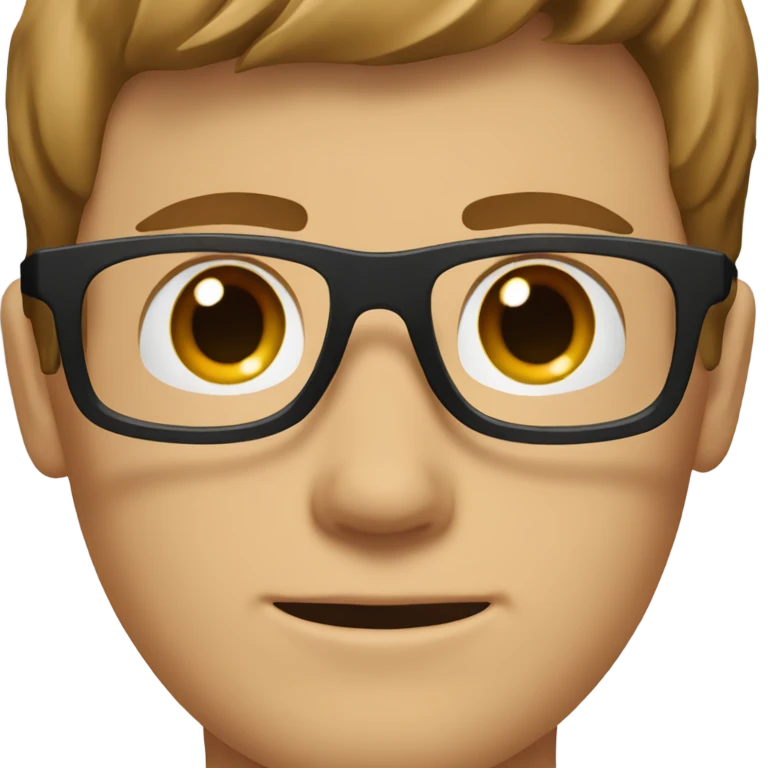 white boy with brown hair, hazel eyes, and black glasses emoji