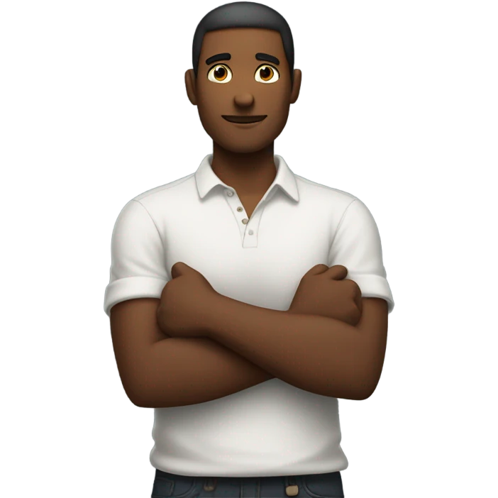Man with arms crossed forming an x emoji