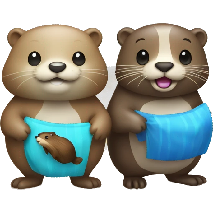 Otter and beaver on the beach emoji