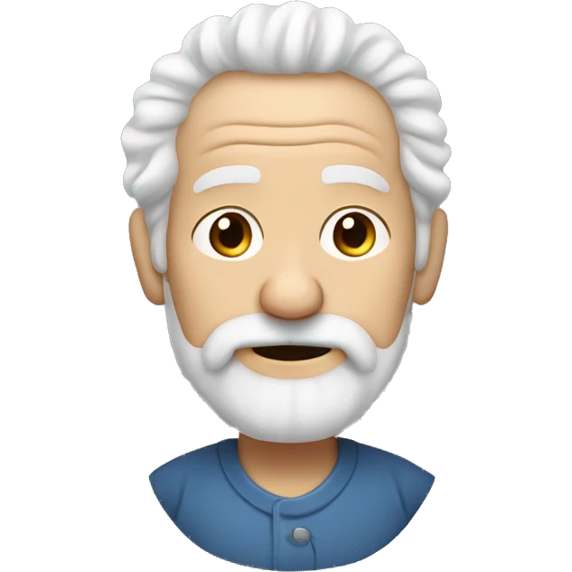 White curly hair, wrinkles, a full beard, elderly person. emoji