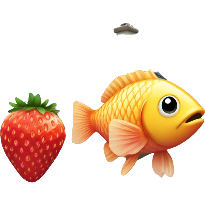 A fish strawberry and a house emoji
