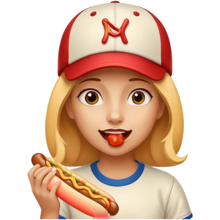 Girl hotdog inside mouth emoji