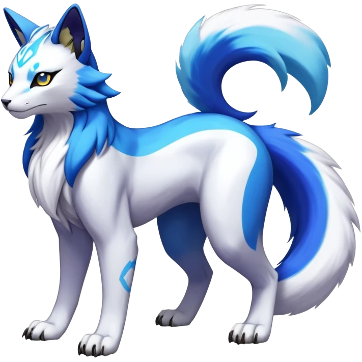 Shiny Elemental Exotic Renamon-Raikou-Liepard-Persian-Pokémon-Fakémon-hybrid-creature (full body) emoji