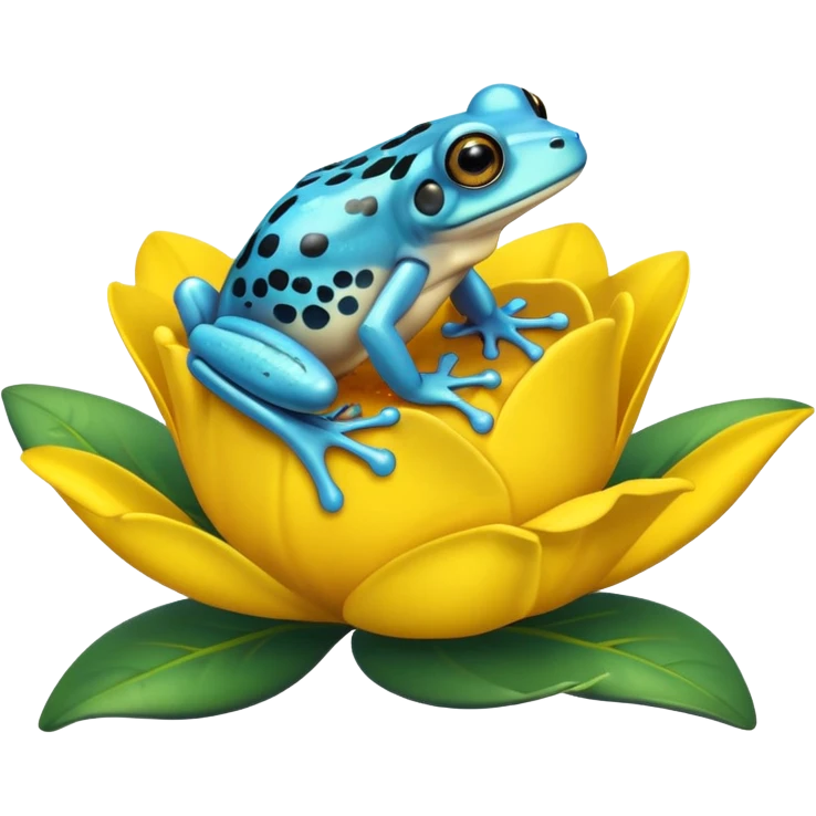 cyan frog on top of flower emoji