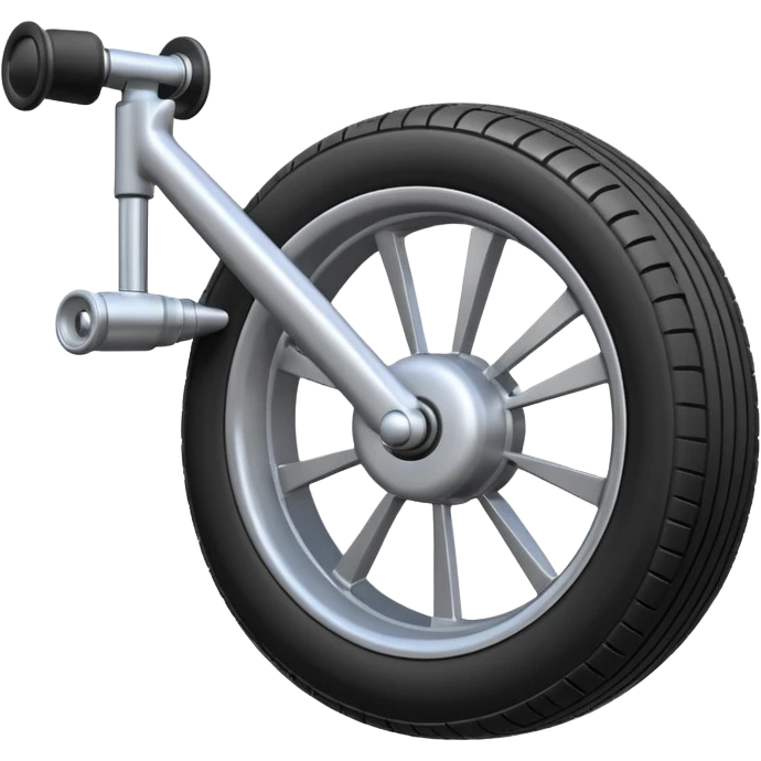 Emoji-style aircraft landing gear with a single wheel and strut, simplified design, clean lines, cartoon-like, isolated on white background, minimal shading emoji
