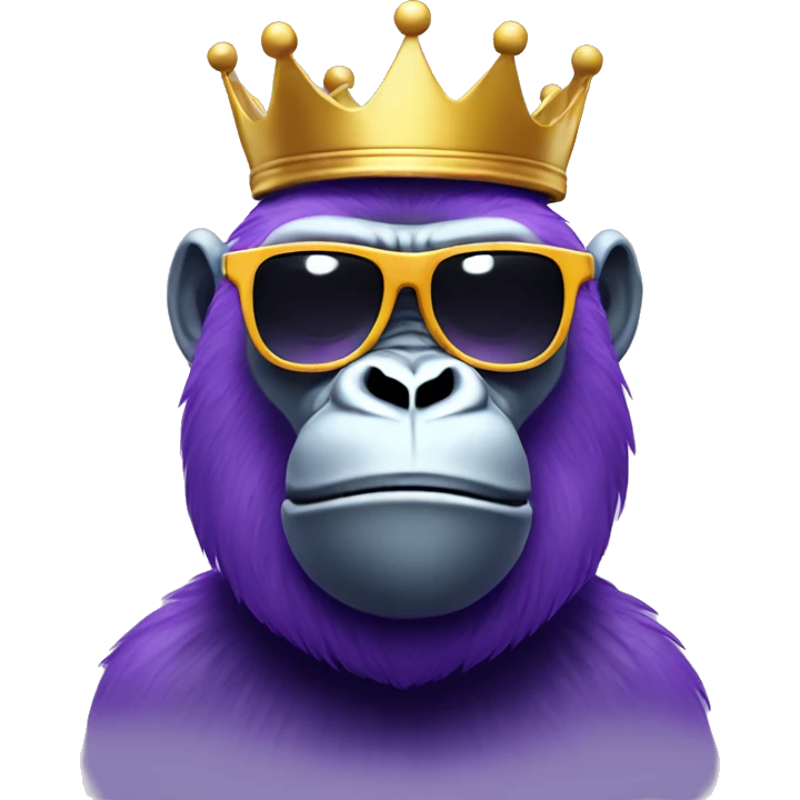 purple gorilla with crown and sunglasses emoji