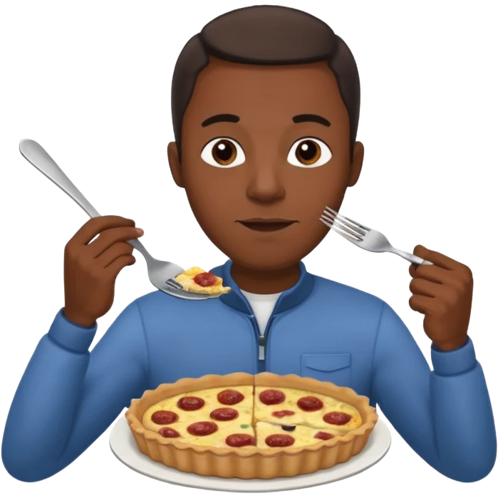 Black man eating a quiche Lorraine emoji