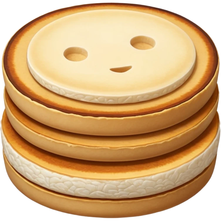 round flat rice cake, lightly toasted surface, emoji