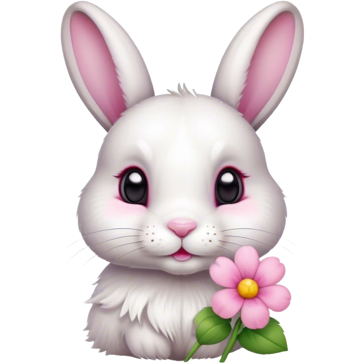 cute bunny with flower emoji