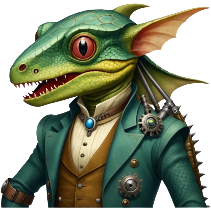 cinematic steam-punk -  hieronymus bosch phantasmagoric mutated creatures - hybrids of human and reptiles emoji