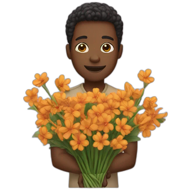 Black man with a bouquet of flowers  emoji
