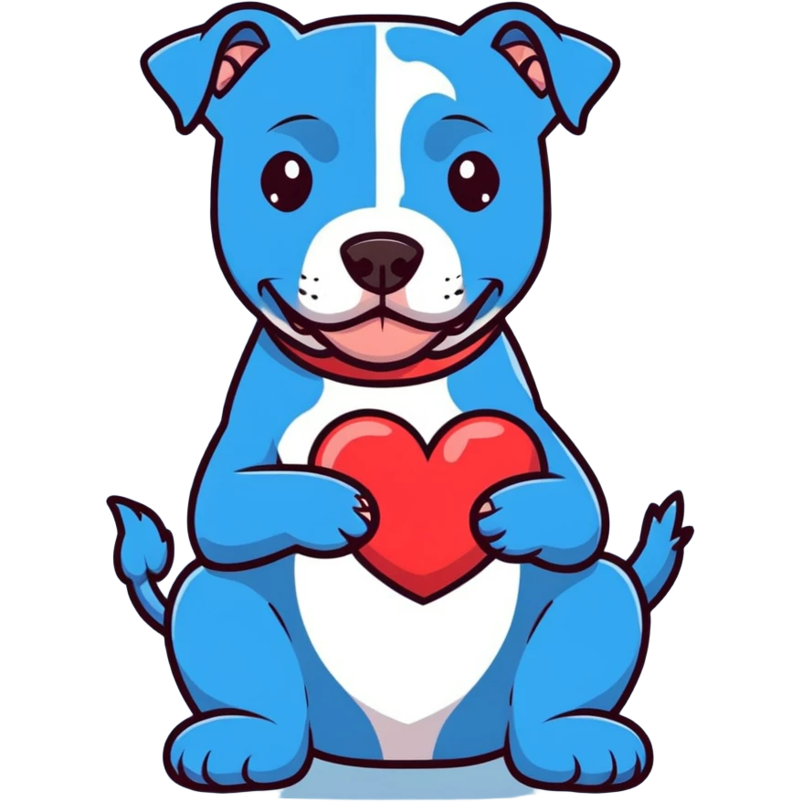 Blue pitbull doing heart hands emoji