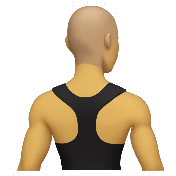 shoulder press viewed from back. yellow skin tone, no hair. black tank top emoji