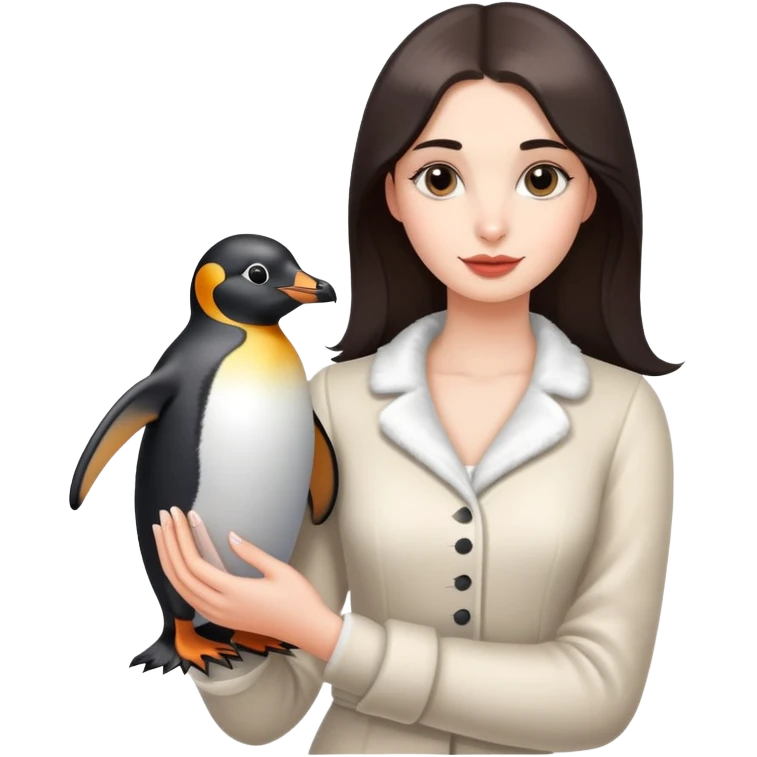 a coquette girl with penguin in her hand emoji