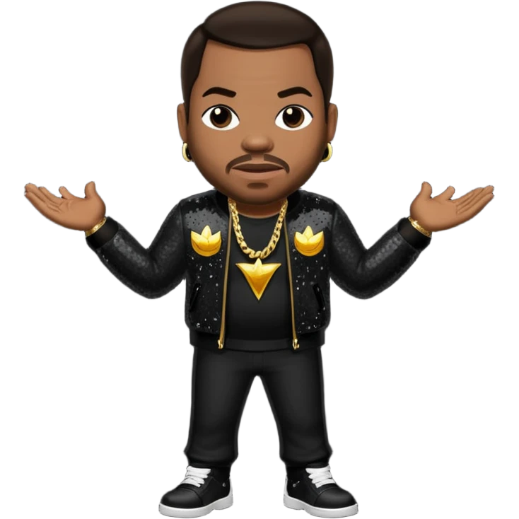 Busta Rhymes with dark brown hair, black sequin outfit emoji