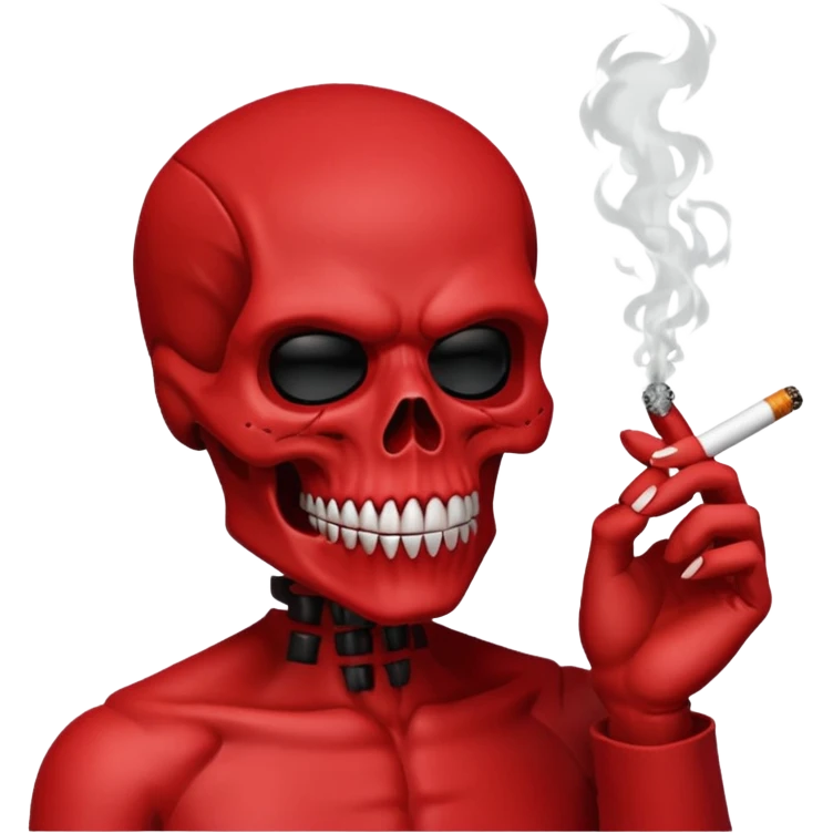 Scary red skull with body and smoking full red  emoji