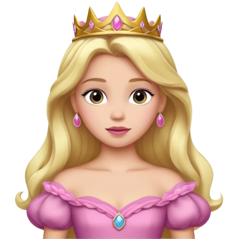 Princesa aurora Disney com vestido rosa e corpo inteiro emoji