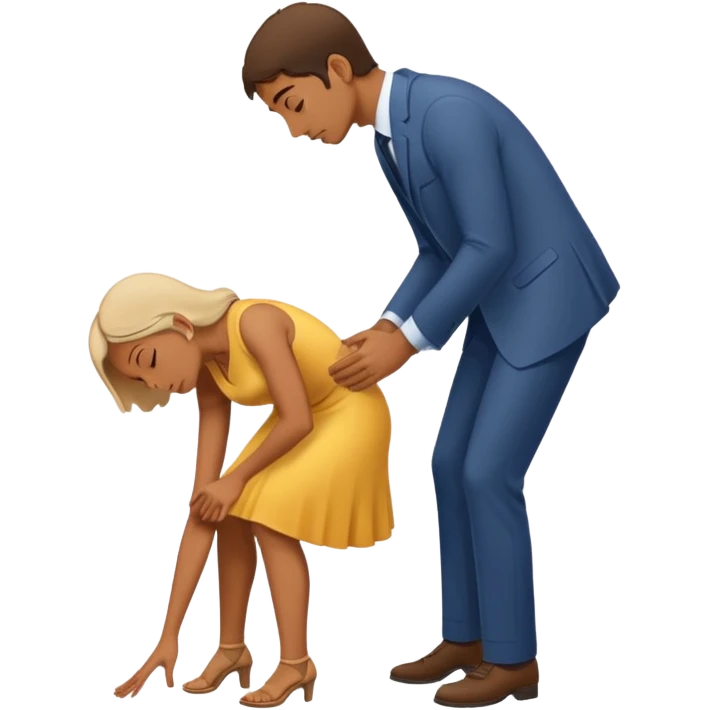 A devout man bowing down to a woman emoji