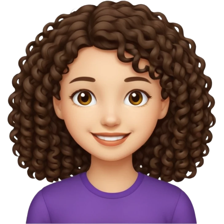 an emoji that describes a cute short curly lolng hair brunette girl emoji