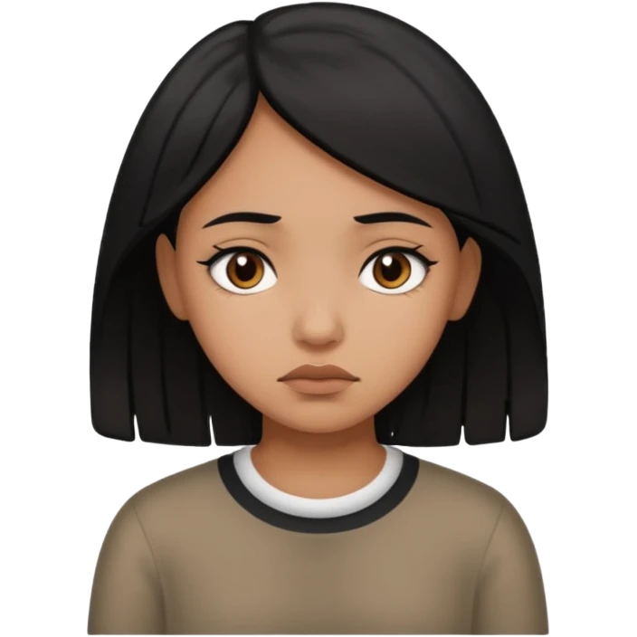 brown girl who is a baddie with black hair who is sad emoji