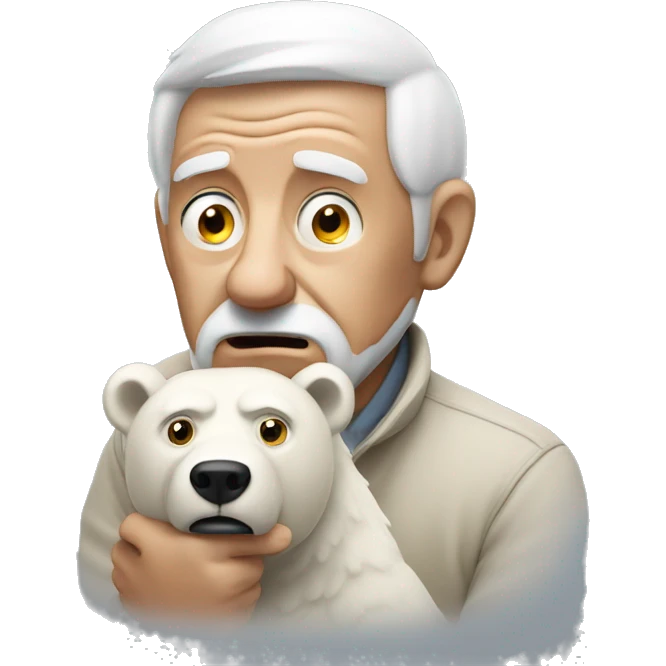 Old man with White bear scared emoji